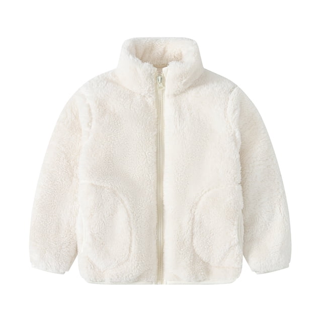 Veste Sans Capuche pour Enfants Taille Moyenne, Manches Longues, Col Montant, Poches, Mignon Haut d'Extérieur