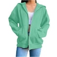 thumbnail image 3 of Womens Zip Up Sweatshirt, Hoodies for Women Fall Outdoor Casual Vintage Solid Color Athletic Workout Hooded Coats with Pockets S-3XL, 3 of 6