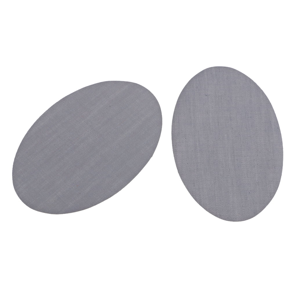 1 Pair Iron-on Oval Elbow Knee Patches DIY Repair Sewing Appliques Grey