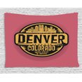 thumbnail image 1 of Colorado Tapestry, United States of America Denver Grunge Pattern National City Theme, Wall Hanging for Bedroom Living Room Dorm Decor, 80W X 60L Inches, Mustard Black Dried Rose, by Ambesonne, 1 of 2