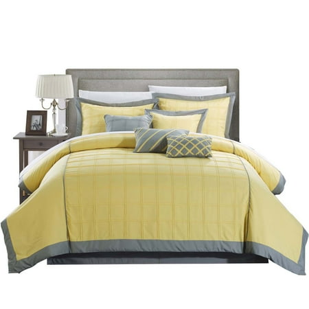 Yellow Comforter - Rhodes Pintuck 12 Piece Comforter Set Bed In A Bag King & Queen Yellow