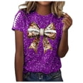 thumbnail image 1 of Blusas de Manga Corta para las Mujeres, Moda Impresa Cuello Redondo Camiseta Superior, Ligero Poliéster Casual, 1 of 5