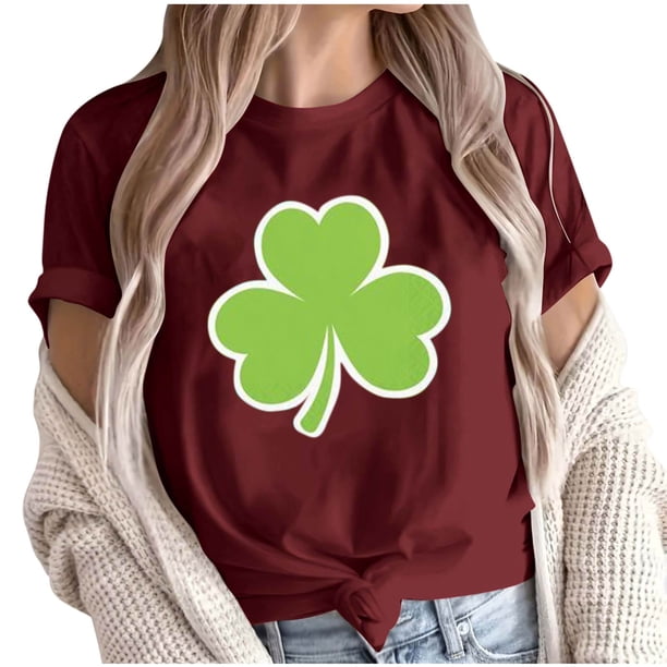 Camiseta de Manga Corta de Cuello Redondo Impresa de Primavera Superior de las Mujeres, Mezcla Ligera de Poliéster para Uso Diario Y de Fiesta Casual