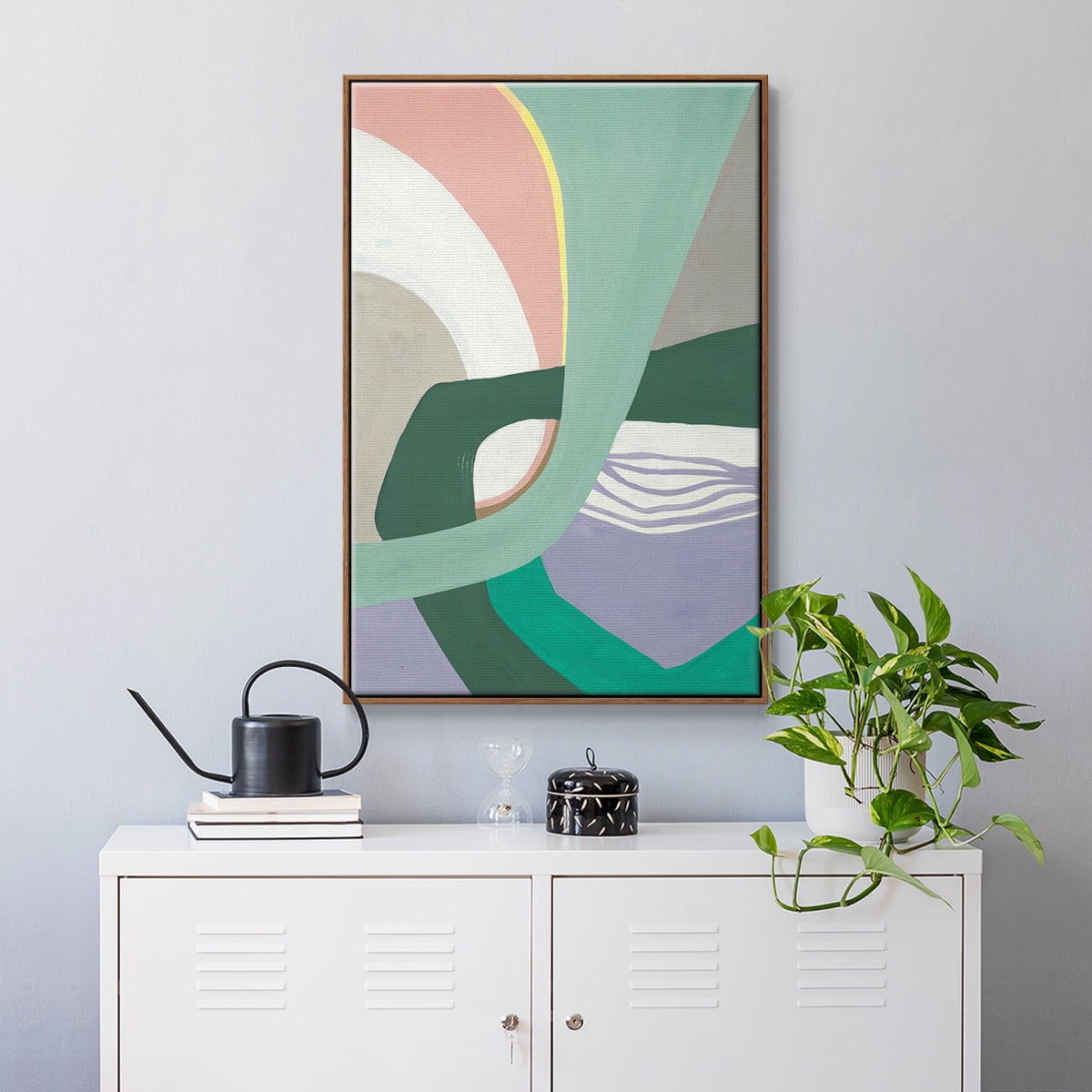 Merge Left Framed Premium Gallery Wrapped Canvas - Ready to Hang - 27 x 41 - Walnut Floating Frame
