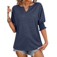 thumbnail image 3 of SLADYGLO Women V Neck Bat Half Sleeve Ruffle Elastic Cuffs T-Shirt, 3 of 7