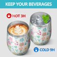 thumbnail image 4 of 12oz Stemless Wine Tumblers Pioneer Flower Vacuum Insulated Stainless Steel Travel Tumbler Cups Mug with Lid and Straw for Champaign,Cocktail,Beer with Cleaning Brush, 4 of 5