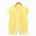 thumbnail image 2 of KPOPLK Summer Newborn Baby Boy Romper Clothes Animal Print Short Sleeve Jumpsuit Bodysuit One Piece Outfit Infant Playsuit for 0-48 Months(0-6 Months,Light Yellow), 2 of 4