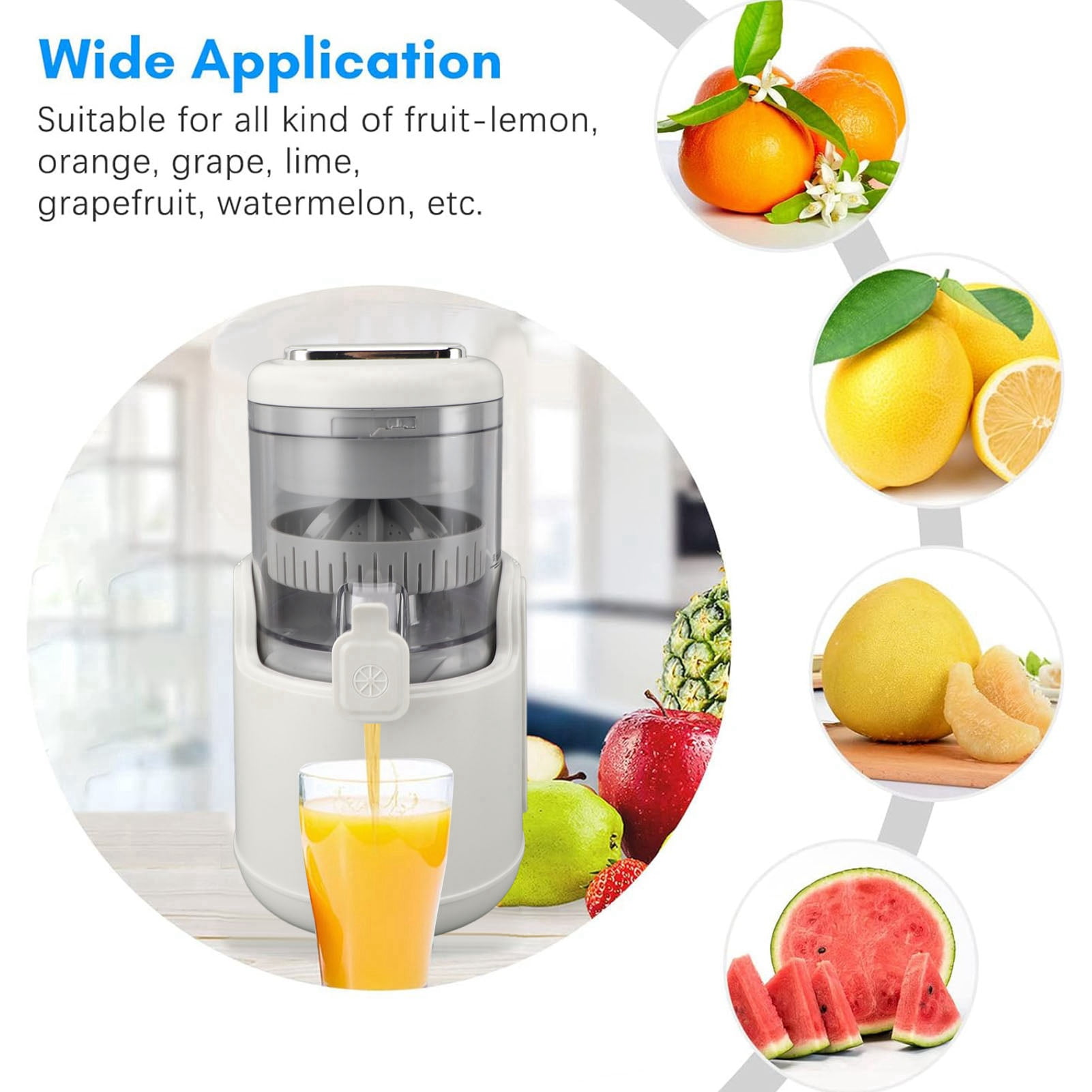 NFTIGB Electric Juicer Machine, USB Rechargeable 360 Degree Motor Juice Squeezer for Lemon Orange Citrus, Portable Wireless Fruit Extractor (9.8 x 5.3 x 5.3 inches / 25 x 13.5 x 13.5 cm)