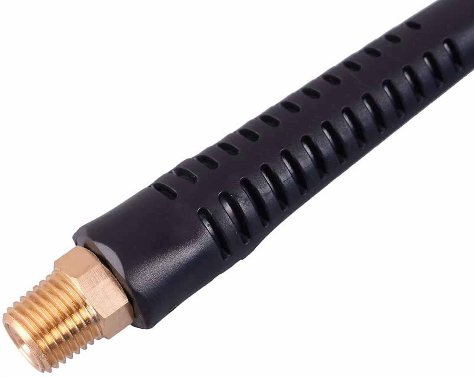 WYNNsky 25 Feet Polyurethane Coiled Air Compressor Hose, 1/4 Inch MNPT Brass Swivel Air Fittings with Bend Restrictor