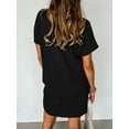 thumbnail image 5 of Chiclily Women's Summer Short Sleeve Dresses Crewneck Ribbed Mini Tshirt Dress, Black L, 5 of 6