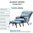 thumbnail image 7 of XIZZI Accent Chair with Ottoman Set,Wood Leg Adjustable Lounge Chair and Ottoman with Side Bags(Linen Fabric,Blue), 7 of 7
