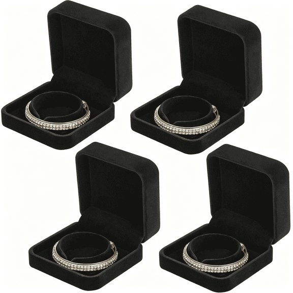 GASTROPOD 4 Pieces Classic Velvet Bracelet Bangle Pendant Necklace Gift Box, Travel Jewelry Box Display Storage Case for Gift, Wedding, Engagement, Proposal, Birthday (Bracelet STYLE 1-4PCS)