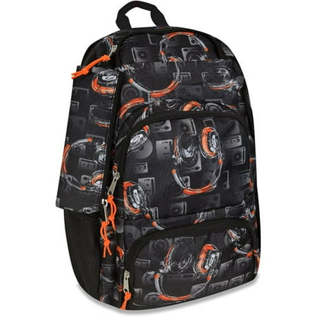 Triple-Pocket Headphone Print 18" Backpack
