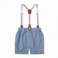 thumbnail image 5 of HCNTES Toddler Baby Boys Clothes Cotton Summer Gentlemen Outfits Short Sleeve Bowtie Romper Suspender Shorts Outfits Suit Set, 5 of 7