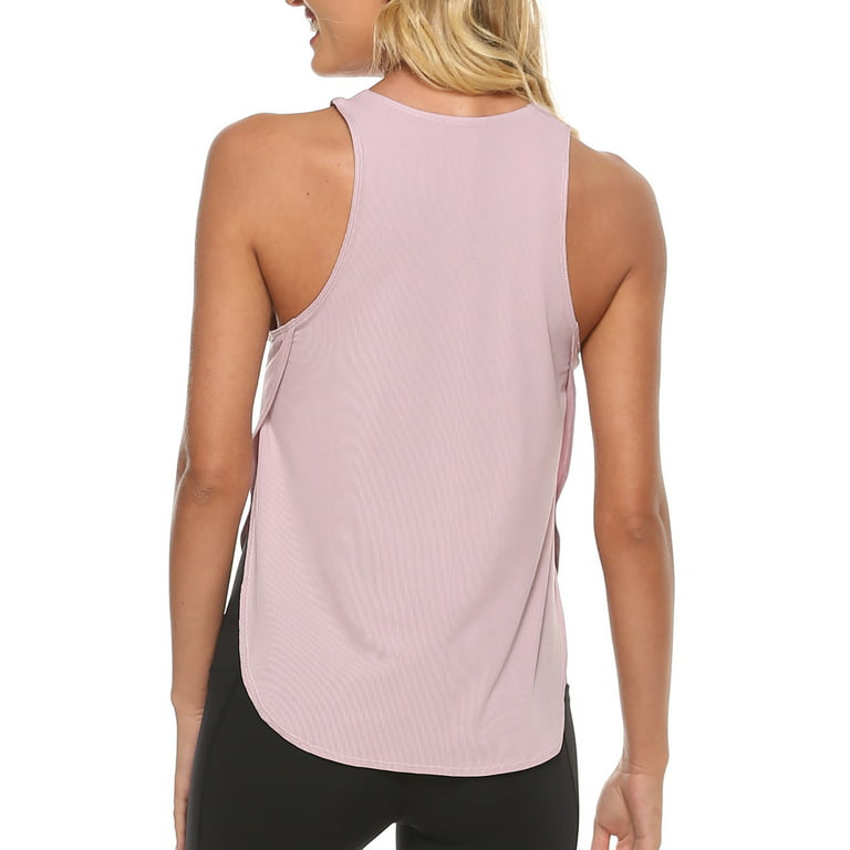 Zodggu Yoga Sports Vest Cross Back T-shirt for Women Deals Summer Racerback  High Neck Shirts Loose Fit Flowy Tunic Slit Crop Tops Soft Cotton Trendy
