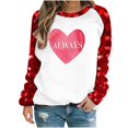 thumbnail image 1 of VALMASS Chandails en Molleton à Col Rond pour Femmes de la Saint-Valentin Manches Raglan Hauts Décontractés Mode Imprimé Cœur Blouses (TG, E Rouge), 1 of 4