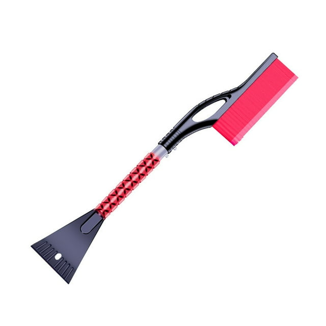 Red Car Ice Scraper with Brush - Multi-Functional Detachable Design for Snow, Ice & Frost Removal, Thickened EVA Sponge Handle, Made of ABS, PVC & EVA Materials, Measures 24*68*11.1cm, 285g Plastic