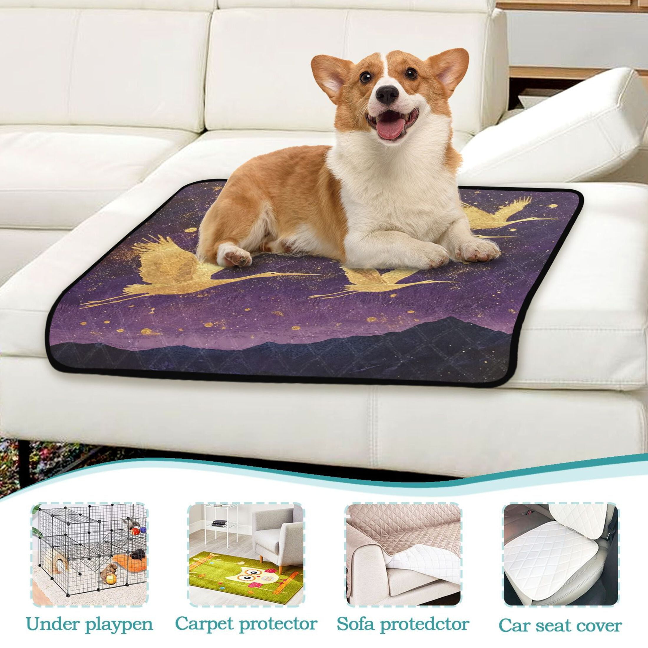 Qxltty Wild Crane Cat litter Pads Pet Set of 3 Diaper Mats Center Anti-leakage Layer Absorbent Soft and Comfortable