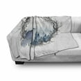 thumbnail image 2 of Nature Soft Flannel Fleece Blanket, Foggy Forest Crow Full Moon Watercolor Bare Branches on Plain Background, Cozy Plush for Indoor and Outdoor Use, 50" x 60", Blue Grey Pale Salmon, by Ambesonne, 2 of 5