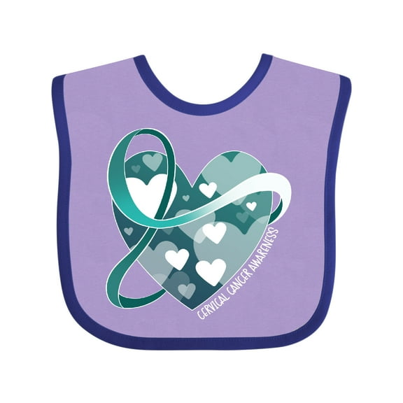 Inktastic Cervical Cancer Awareness Teal and White Ribbon Around Heart Boys or Girls Baby Bib