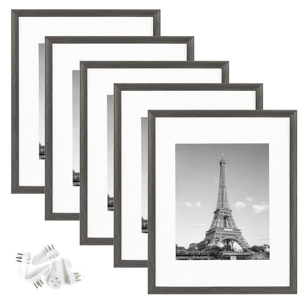11x14 Picture Frame Set of 5, Display Pictures 8x10 with Mat or 11x14