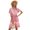Pink, variant on Women V Neck Lace Print Dress Short Sleeve A Line Boho Summer Midi Dress
