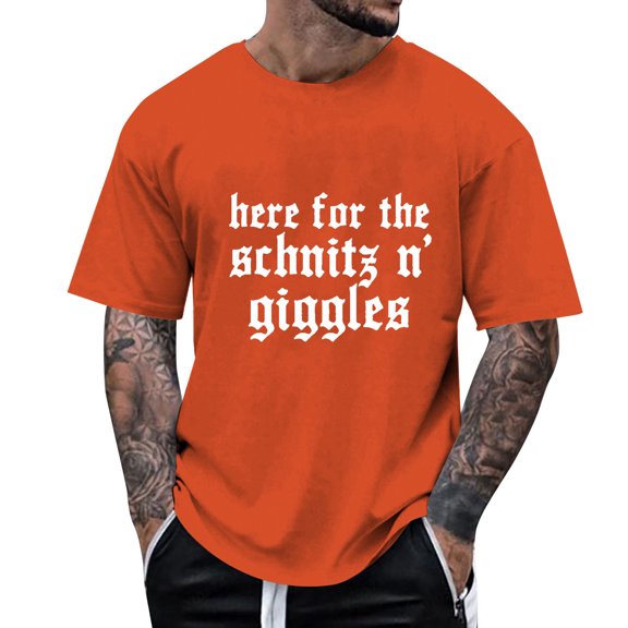 Razzly Men T Shirts Funny Print Graphic Tee Comfortable Short Sleeve Casual Summer Top for Daily Wear Outdoor Activities(Orange,L)