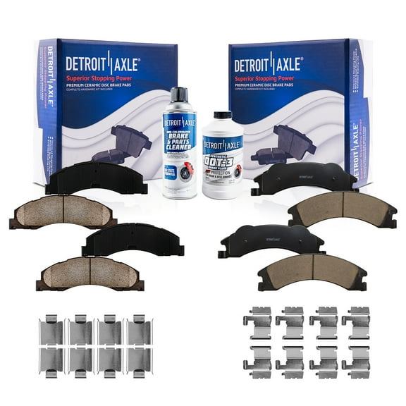 Detroit Axle - Brake Pads for Ford E-150 E-250 E-350 E-450 Super Duty Front and Rear Ceramic Brake Pads w/Hardware Replacement