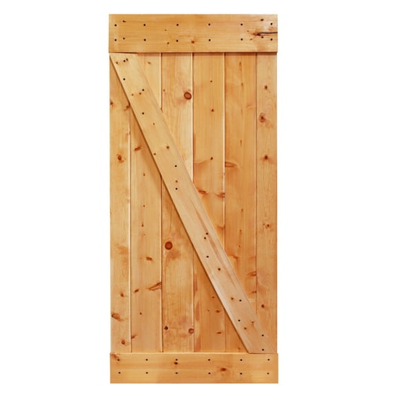CALHOME 36 in. x 84 in. Distressed Z Series Colonial Maple Solid Knotty Pine Wood Interior Sliding Barn Door Slab
