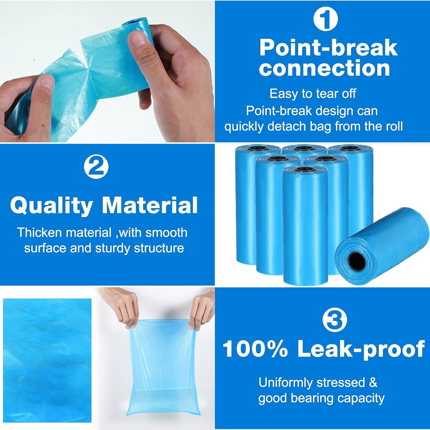 3000 Count Dog Poop Bags Pet Waste Bags for Poop with 3 Dispensers for Home, Outdoor, Puppy Walking, and Travel, 12 x 8.6 Inch(Blue)
