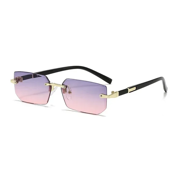 Typpkmm Rimless Sunglasses Rectangle Fashion Popular Women Men Shades Small Square Sun Glasses for Female Male Summer Traveling Oculos