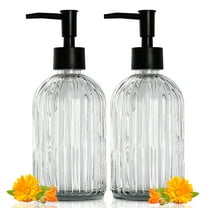 2pcs Glass Soap Dispenser 400ml Refillable Lotion Soap Dispenser for Bathroom Kitchen Sink Hand Soap Dish Soap ( Transparent)