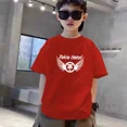 thumbnail image 3 of Ropa de moda con estampado de estrellas de fútbol para niños, camiseta de algodón negra de manga corta de verano para niños y niñas, camisetas deportivas, 3 of 5