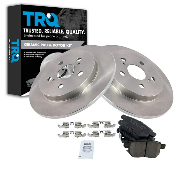 TRQ Rear Ceramic Brake Pads Set & 2 Discs Rotors Kit Fits Select Vibe Matrix 1.8 Corolla XRS
