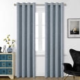 thumbnail image 4 of RISSIEN Extra Long Burlap Linen Farmhouse Curtains 216 inch Length 2 Panels for 2 Story High Living Room Textured Thick Light Filtering Privacy Window Drapes with Grommet 18ft (52x216 Dirty Blue), 4 of 5