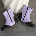 thumbnail image 5 of Woman Boots Flat Heel Round Toe Mid Calf Flats for Women Casual Winter Warm Short Boots Solid Color Winter Shoes for Women Purple 7.5, 5 of 10