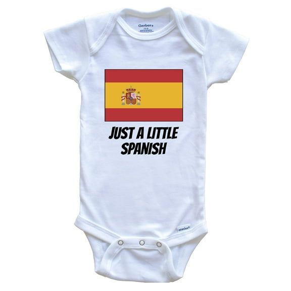 Just A Little Spanish Cute Spain Flag Baby Bodysuit, 0-3 Months White