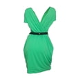 thumbnail image 2 of eVogues Plus size Deep V-Neck Wrap Bodice Dress Apple Green, 2 of 4