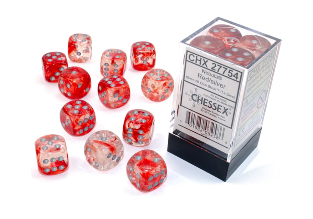 Lot of 25 Red Dice 16mm 16 mm D6 White Pips Gaming Casino *Fast Ship* D 6 
