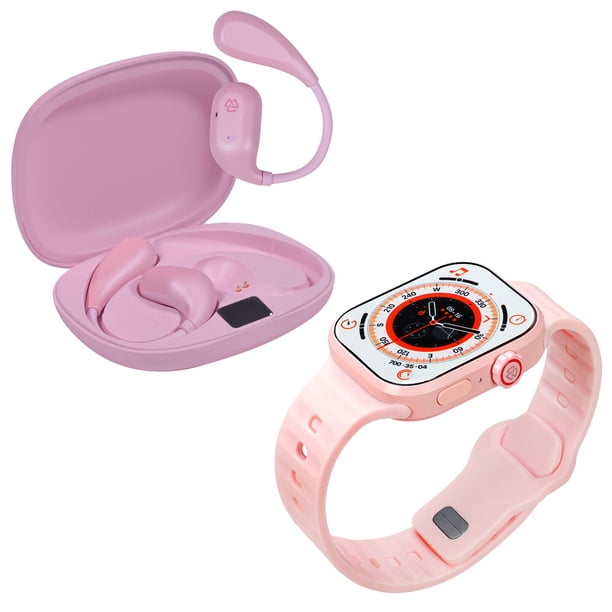 Kronos Train Pack STF: Smartwatch 2" + Audífonos Inalámbricos OWS, resistentes al agua, color rosa