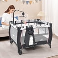 thumbnail image 4 of INFANS 3 in 1 Pack and Play, Portable Travel Baby Crib Bassinet with Detachable Mattress, Newborn Changing Table, Foldable Playpen with Carry Bag and 2 Wheels, 4 of 6