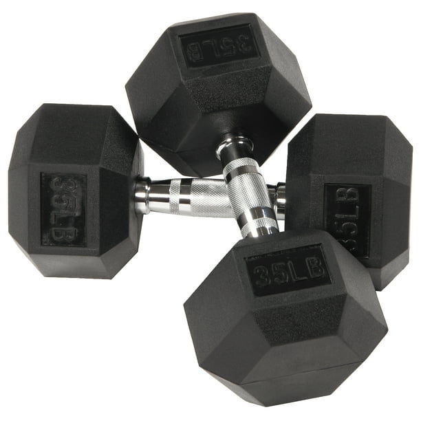 BalanceFrom Rubber Encased Hex Dumbbells, 35 lbs Pair