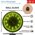 thumbnail image 3 of Neon Clock Wall Decor Green Light  10-Inch Silent Wooden Wall Clock, Battery Operated (AA Batteries Not Included), Artistic Home Decor, 3 of 7