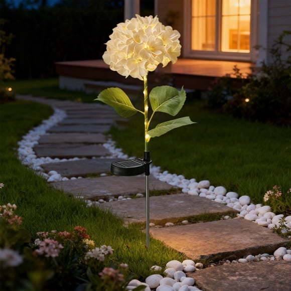 EGNMCR Solar Lights Outdoor Solar Hydrangea Flowers Outdoor Artificial Plants LED Garden Stake Lights Waterproof Solar Stake Lights Lawns Decor For Yard Patio Pathways Plastics solar decorative lights