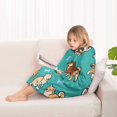 thumbnail image 4 of Cartoon Shiba Inu Dog Blanket Hoodies for Kids 6-13YR Oversize Wearable Blanket Hoodies for Boys Girls Teens, 4 of 7