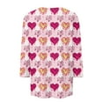 thumbnail image 3 of Resicozy Valentines Shirts For Women 3/4 Sleeve Valentine Day Top 2026 Cute Heart Print Graphic Shirt Crewneck Pullover Hot Pink L, 3 of 4