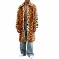 thumbnail image 4 of COSFO Winter Coat Men Faux Fur Leopard Print Long Open Front Overcoat Collar Long Sleeve Warm Men Jacket, 4 of 8