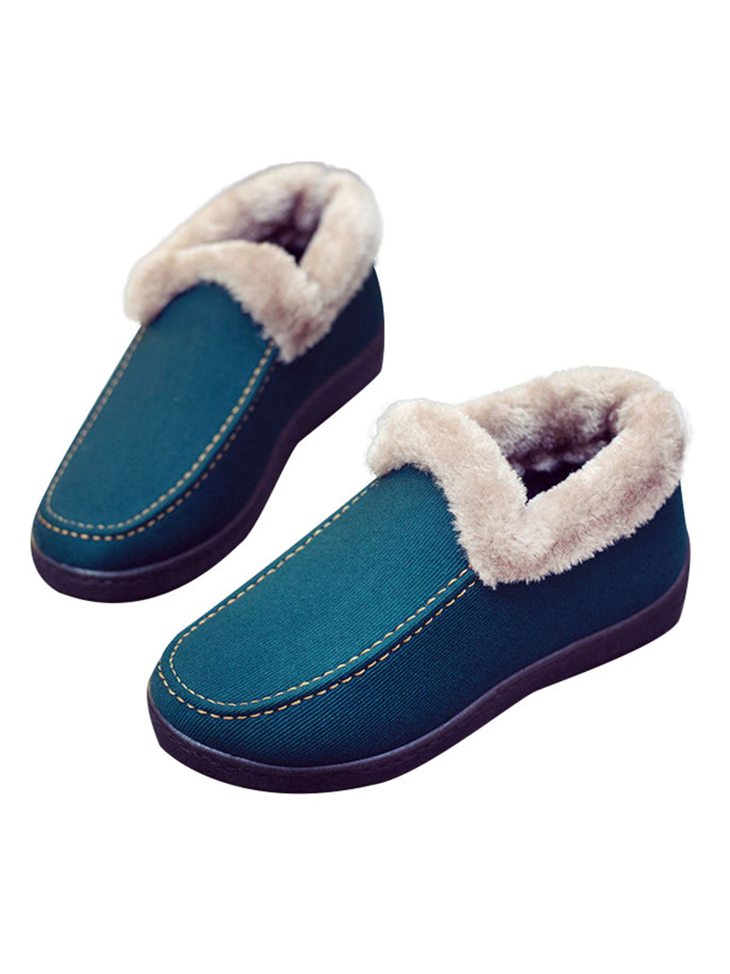 FANTURE Womens Slipper Micro Suede Faux Fur Lined Indoor & Outdoor Moccasins Slip On