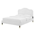 thumbnail image 1 of Platform Bed Frame, Twin Size, Velvet, White, Modern Contemporary Urban Design, Bedroom Master Guest Suite, 1 of 10