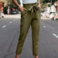 thumbnail image 2 of fartey Wide Leg Pants for Women 2024 High Paperbag Waist Solid Color Slim Trousers with Waist Tie Pockets Lounge Vacation Work Pants, 2 of 6